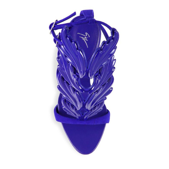 Giuseppe Zanotti Cruel Summer 110 Blue Setter Wing Strap Sandal Heel Pump 35 - Picture 6 of 12